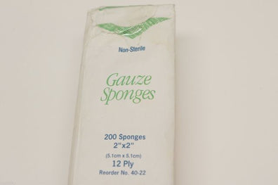 Cypress 40-22 Gauze Sponges 200 sponges 2inx2inch 12 Ply